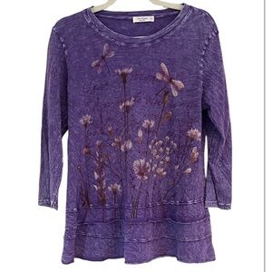 Jess & Jane Cotton Tunic Top Purple Butterflies